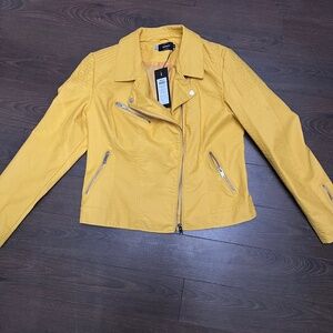 Yellow Vegan Leather jacket